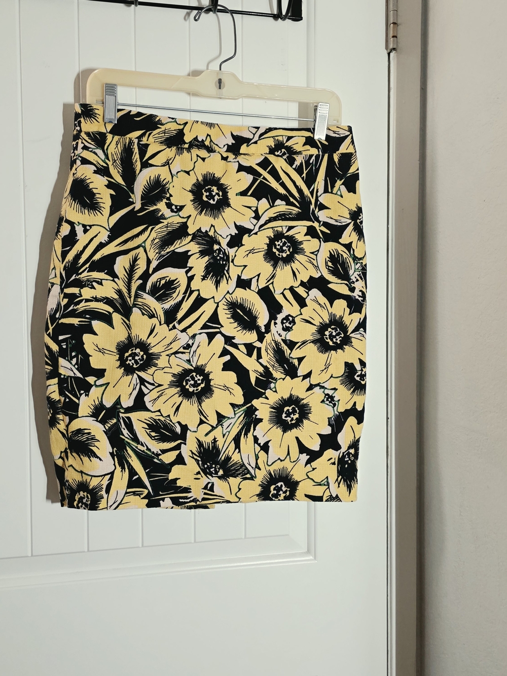 J. Crew Black and Yellow Floral Pencil Skirt